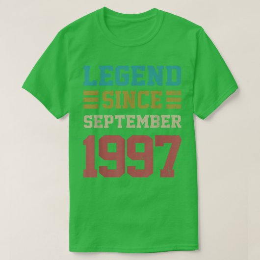 25 Years Old Gifts Legend Since September 1997 25t T-shirt (Design voorkant)