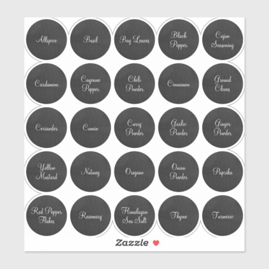 25 Zwarte en Witte Cirkelkruiden Sticker (Vel)