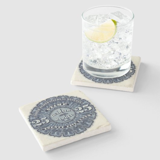25c Beer Revenue Stamp USA Stenen Onderzetter (Zijkant)