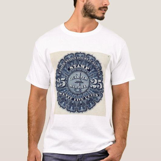  25c Bier Revenue Stamp T-shirt - Verzamelaar (Voorkant)