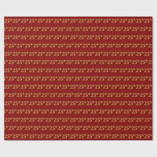 25e (25e) keer rood, Faux Gold Cadeaupapier (Vlak)