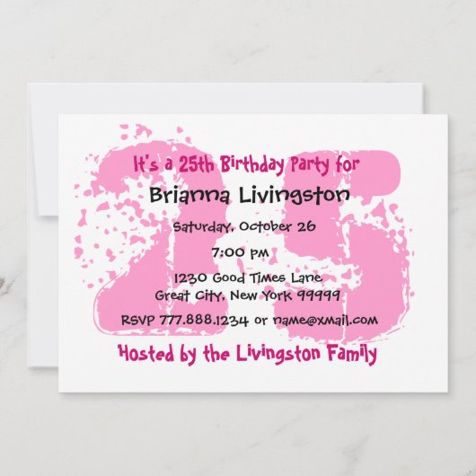 25e- 29e roze en zwarte feestdagTemplate Kaart (Achterkant)