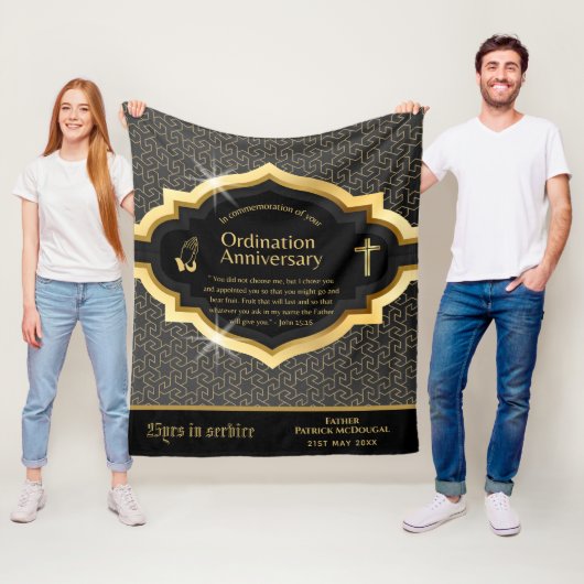 25e 50e ELKE Priester Priesterswijding Jubileum Ca Fleece Deken (In situ)