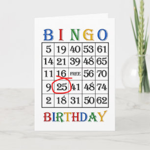 25e Birthday Bingo-kaart Kaart