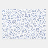 25e Birthday Blue Random Number Pattern 25 Inpakpapier Vel (Voorkant 2)