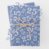 25e Birthday Blue Random Number Pattern 25 Inpakpapier Vel (In situ)