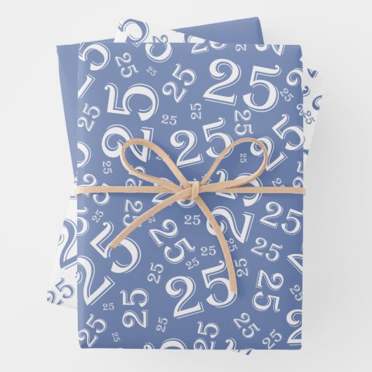 25e Birthday Blue Random Number Pattern 25 Inpakpapier Vel (In situ)