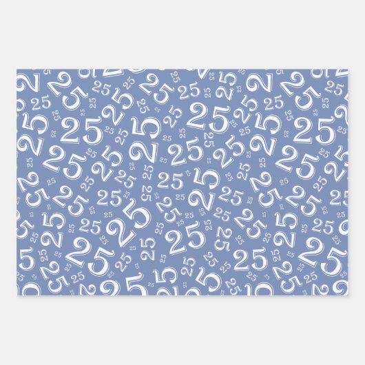 25e Birthday Blue Random Number Pattern 25 Inpakpapier Vel (Voorkant)