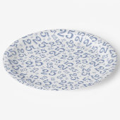 25e Birthday Blue/White Random Number Pattern Papieren Bordje (Gekanteld)
