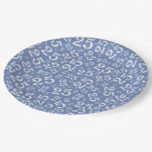 25e Birthday Blue/White Random Number Pattern Papieren Bordje (Gekanteld)
