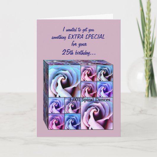 25e BIrthday Kaart - Rozen Cadeaubox - GRAPPIG (Voorkant)