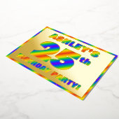 25e Birthday Party — Fun, regenboogspectrum "25" Folie Uitnodiging (Gedraaid)
