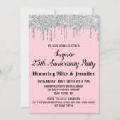 25e Blush Pink Silver Surprise Jubileum Party Kaart (Voorkant)