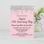 25e Blush Pink Silver Surprise Jubileum Party Kaart (Staand voorkant)