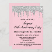25e Blush Pink Silver Surprise Jubileum Party Kaart (Voorkant / Achterkant)