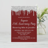 25e Bourgogne & Silver Surprise Jubileum Party Kaart (Staand voorkant)