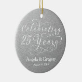 25e bruiloft Jubileum 25 Zilver Wit Keramisch Ornament (Rechts)