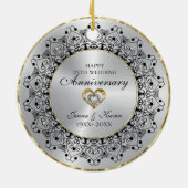 25e bruiloft Jubileum BlackMandala op goud Keramisch Ornament (Achterkant)