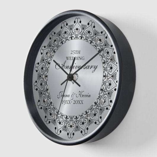 25e bruiloft Jubileum BlackMandala op zilver (Hoek)