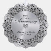 25e bruiloft Jubileum BlackMandala op zilver Ornament Kaart (Achterkant)