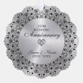 25e bruiloft Jubileum BlackMandala op zilver Ornament Kaart (Voorkant)