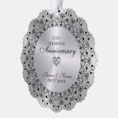 25e bruiloft Jubileum BlackMandala op zilver Ornament Kaart (Links)