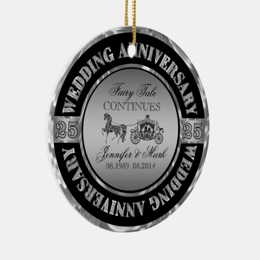 25e bruiloft Jubileum-bruiloft Paard en vervoer Keramisch Ornament (Rechts)