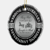 25e bruiloft Jubileum-bruiloft Paard en vervoer Keramisch Ornament (Links)