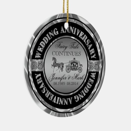 25e bruiloft Jubileum-bruiloft Paard en vervoer Keramisch Ornament (Rechts)