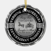 25e bruiloft Jubileum-bruiloft Paard en vervoer Keramisch Ornament (Voorkant)