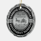 25e bruiloft Jubileum-bruiloft Paard en vervoer Keramisch Ornament (Links)