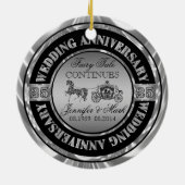 25e bruiloft Jubileum-bruiloft Paard en vervoer Keramisch Ornament (Achterkant)