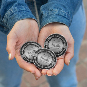 25e bruiloft Jubileum-bruiloft Paard en vervoer Ronde Button 6,0 Cm