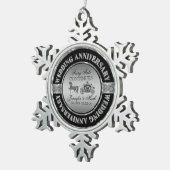 25e bruiloft Jubileum-bruiloft Paard en vervoer Tin Sneeuwvlok Ornament (Rechts)