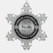 25e bruiloft Jubileum-bruiloft Paard en vervoer Tin Sneeuwvlok Ornament (Voorkant)