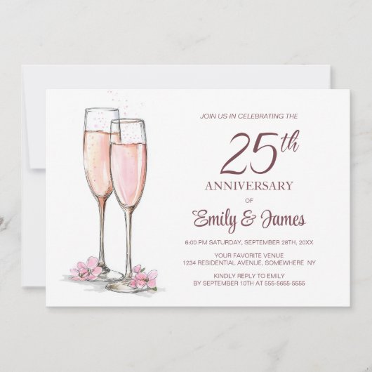 25e bruiloft Jubileum Champagne Kaart (Voorkant)