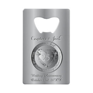 25e bruiloft Jubileum Creditkaart Flessenopener