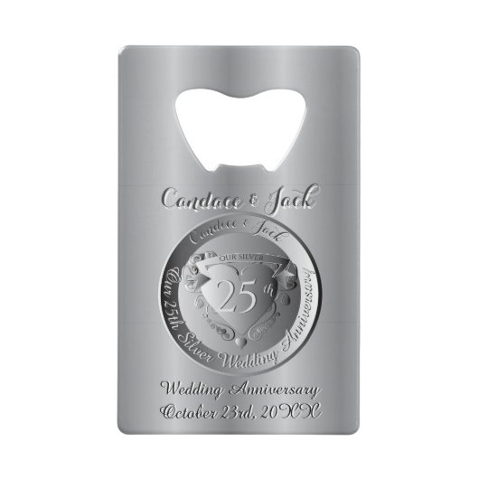 25e bruiloft Jubileum Creditkaart Flessenopener (Voorkant)
