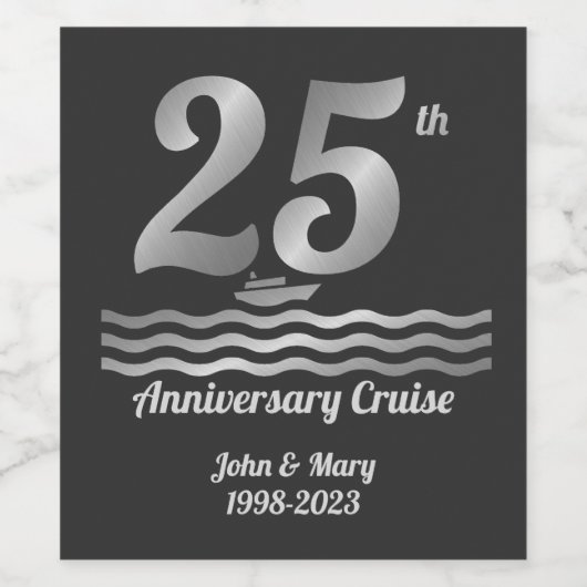 25e bruiloft Jubileum Cruise Wijn Etiket (Enkel label)