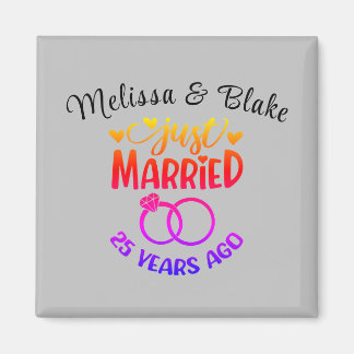 25e bruiloft Jubileum Custom Names Silver Magneet
