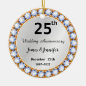 25e bruiloft Jubileum diamant Aangepaste namen Keramisch Ornament (Voorkant)