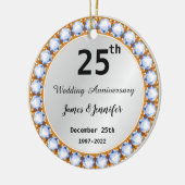 25e bruiloft Jubileum diamant Aangepaste namen Keramisch Ornament (Links)