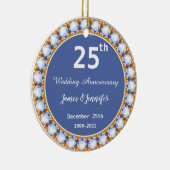 25e bruiloft Jubileum diamant Aangepaste namen Keramisch Ornament (Rechts)