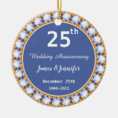 25e bruiloft Jubileum diamant Aangepaste namen Keramisch Ornament (Voorkant)