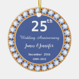 25e bruiloft Jubileum diamant Aangepaste namen Keramisch Ornament