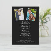 25e bruiloft Jubileum Elegant Chic Zwart Zilver Kaart (Staand voorkant)