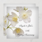 25e bruiloft Jubileum Elegant Floral White Kaart (Voorkant / Achterkant)