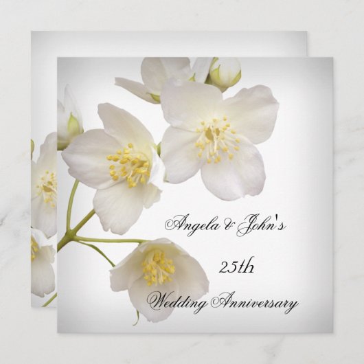 25e bruiloft Jubileum Elegant Floral White Kaart (Voorkant / Achterkant)