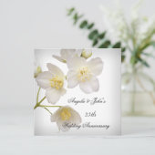 25e bruiloft Jubileum Elegant Floral White Kaart (Staand voorkant)