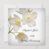 25e bruiloft Jubileum Elegant Floral White Kaart (Voorkant)
